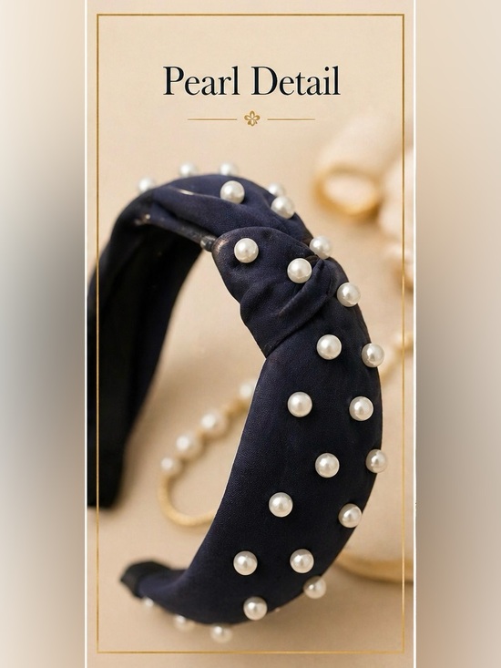 Pearl Studded Navy Headband ✨ Luxe Boutique Statement Hair Accessory Feminine